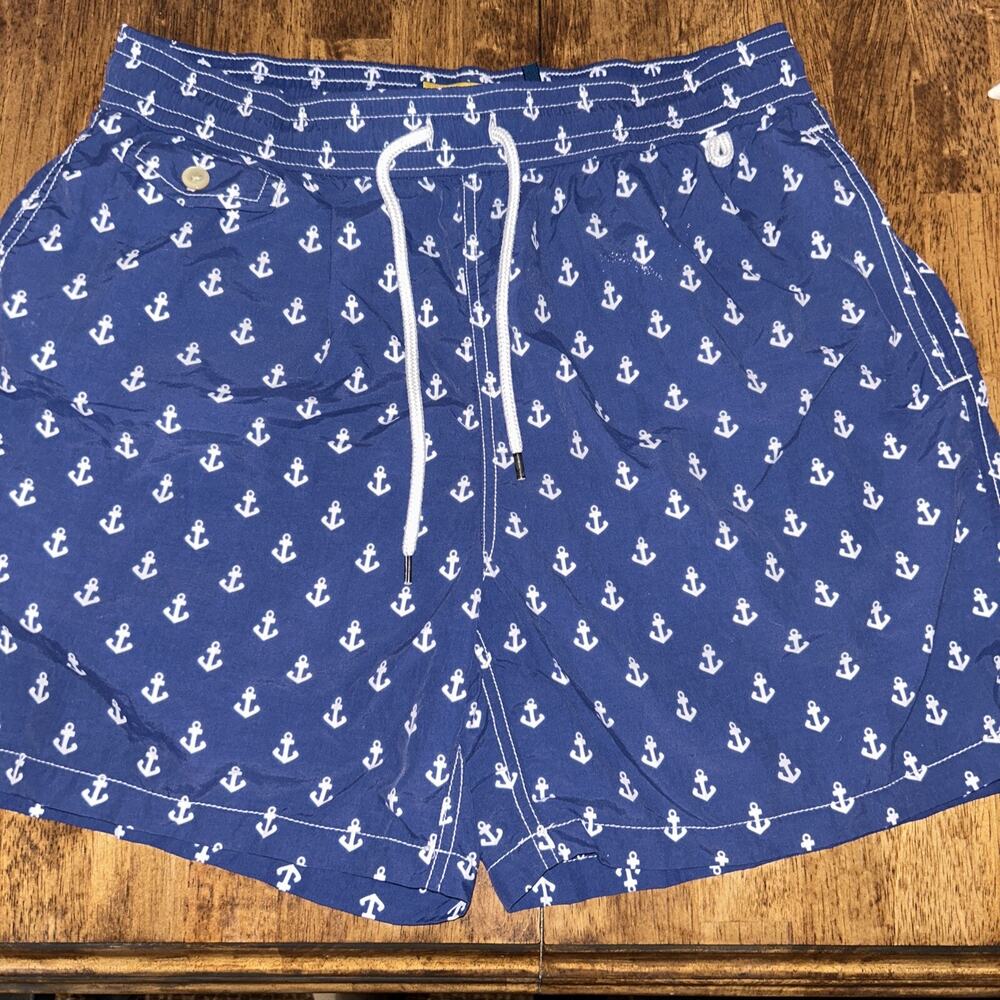 Polo Ralph Lauren Swimming Trunks Board Shorts Mens L Blue Drawstring Anchors